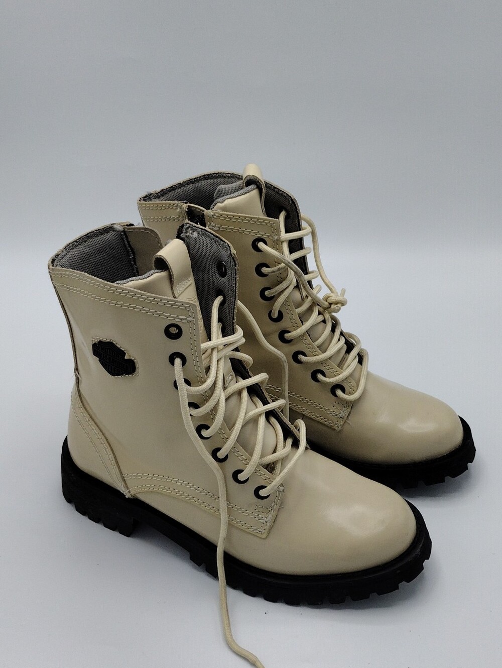 Harley Davidson  Zip Ankle Riding Boots- Ladies size 6 White Beige Excellent
